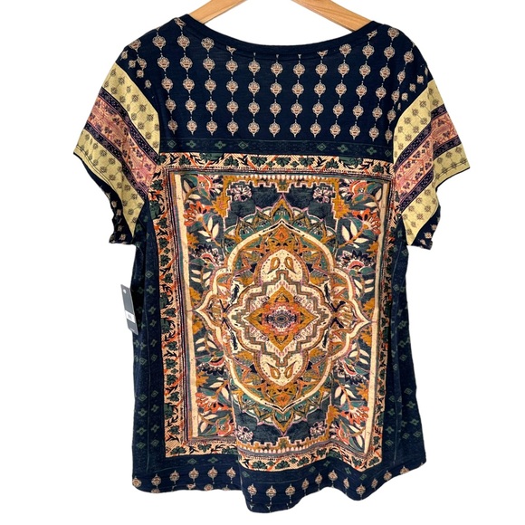 Lucky Brand Tops Lucky Brand X Blue Gold Persian Carpet Tee Top